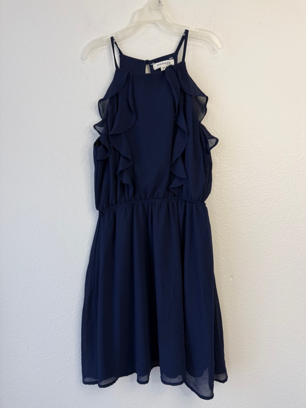 Monsoon Navy Ruffle Halter Dress for Girls
